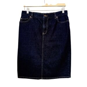 LRL Lauren Jeans Co. Ralph Lauren Dark Blue Denim Jean Skirt Size 8 Pencil Skirt
